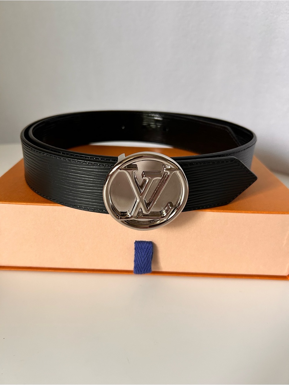 Louis Vuitton Black Epi Leather Belt Reversible LV Buckle w Receipt